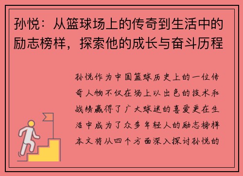 孙悦：从篮球场上的传奇到生活中的励志榜样，探索他的成长与奋斗历程