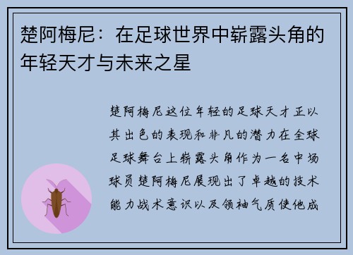 楚阿梅尼：在足球世界中崭露头角的年轻天才与未来之星